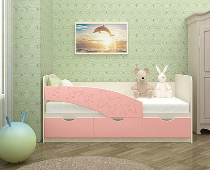 Детская Кровать Бабочки/Разные Цвета