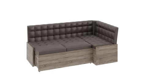 Скамья угловая со спальным местом «Форест» (Дуб Сонома трюфель/Кожзам коричневый