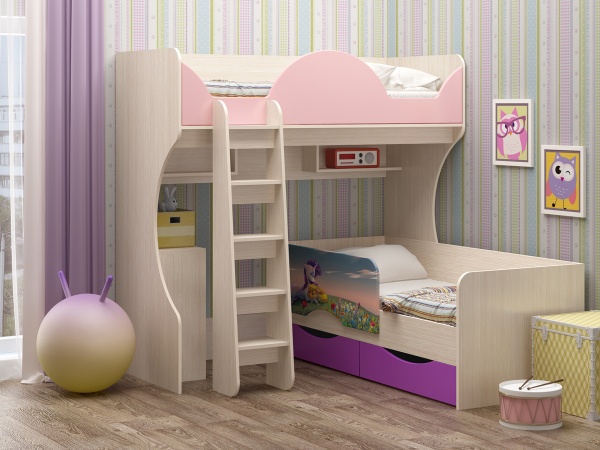 Детская Кровать-Чердак Боско-10 МДФ (Ш-1832 x В-1800  x Г-1120 мм/сп.место 800 х 1800 мм/Разные Цвета