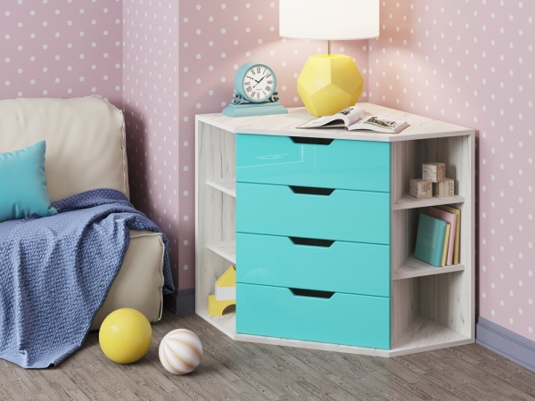 Комод Угловой Юнга-15 (Ш-800 x В-800 x Г-800 мм)/Разные Цвета