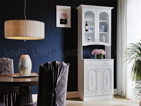 Буфет Лиза-2 МДФ 2-х Створчатый/Белый Глянец (Ш-800 x Г-430 х В-2250)