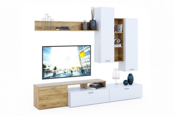 Стенка "Нева-1" Дуб Золотой/Белый